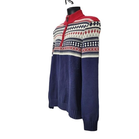 2/$20 Izod Navy Blue & Red Knitted Sweater Size: M - Picture 2 of 8